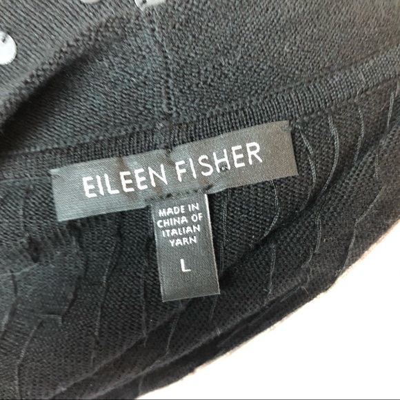 Eileen Fisher Sweater Sequin Merino Wool Black L - Picture 5 of 6